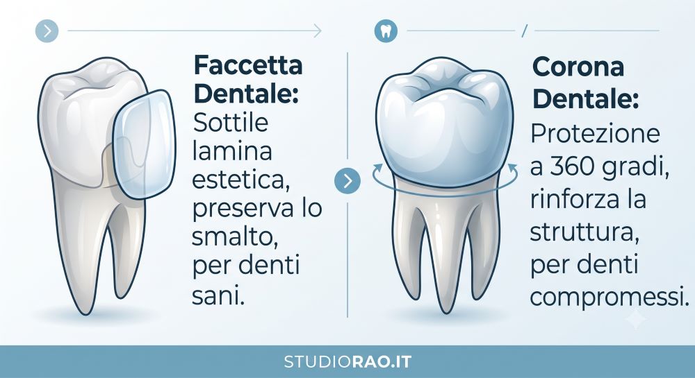 differenza tra faccetta e corona dentale